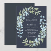 Invitation Mariage sur vigne d'azur ardoise (Devant / Derrière)