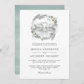 Invitation mariage Swans Elegant Aquarelle (Devant / Derrière)