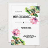 Invitation Mariage Symphonique Floral Blanc (Devant / Derrière)