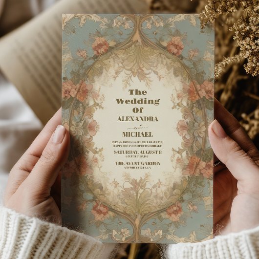 Invitation Mariage symphonique florale inspiré Art nouveau