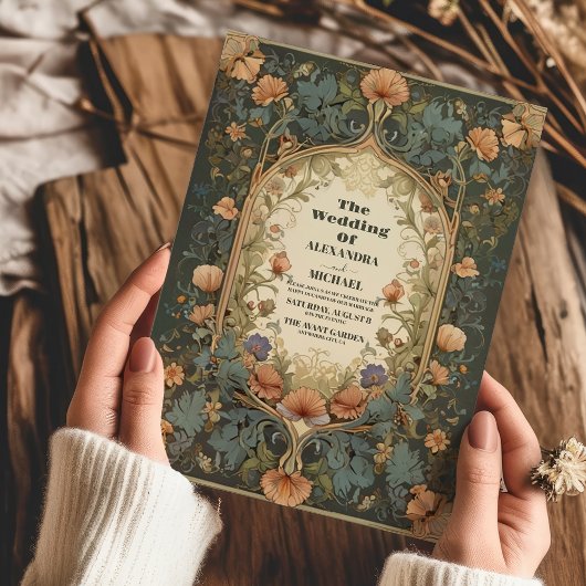 Invitation Mariage symphonique florale inspiré Art nouveau