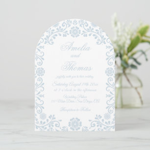 Invitation Mariage Talavera Blanc d'Hiver et Bleu Clair
