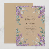 Invitation Mariage Tan Améthyste Wisteria (Devant / Derrière)