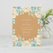 Invitation Mariage Tan Aqua Rose Chaude (Debout devant)