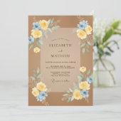 Invitation Mariage Tan Azuré Ranunculus Eucalyptus (Debout devant)