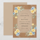 Invitation Mariage Tan Azuré Ranunculus Eucalyptus (Devant / Derrière)