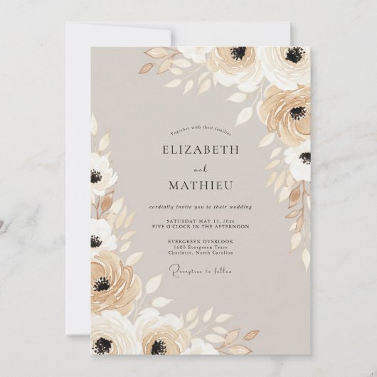 Invitation Mariage Tan Bloom (Devant)