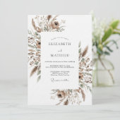 Invitation Mariage Tan Botanical Brushstroke (Debout devant)