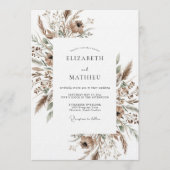 Invitation Mariage Tan Botanical Brushstroke (Devant)