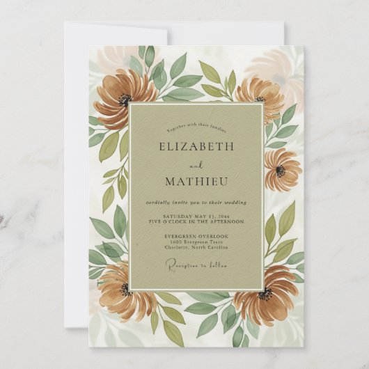 Invitation Mariage Tan Organique Automnal (Devant)