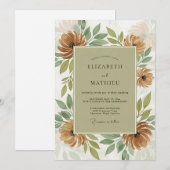 Invitation Mariage Tan Organique Automnal (Devant / Derrière)