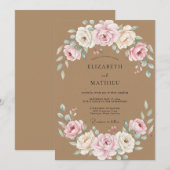 Invitation Mariage Tan Renoncule Eucalyptus (Devant / Derrière)