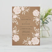 Invitation Mariage Tan Renoncule Eucalyptus Gris (Debout devant)