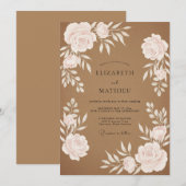 Invitation Mariage Tan Renoncule Eucalyptus Gris (Devant / Derrière)