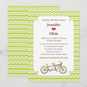 Invitation Mariage Tandem Bike (Green Chevron) (Devant / Derrière)