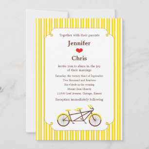 Invitation Mariage Tandem Bike (Yellow Stripes)