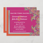 Invitation Mariage Tangerine et Fuchsia Argenté, Enregistrez  (Devant / Derrière)