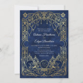 Invitation Mariage Tarot Céleste Gothique Bleu (Devant)