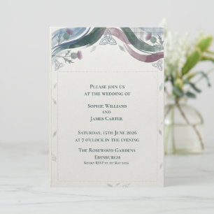 Invitation Mariage Tartan Écossais Celtique Chardon