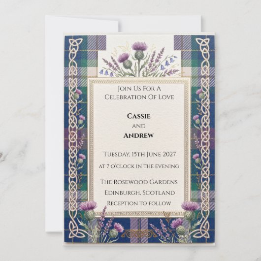 Invitation Mariage Tartan Thistle (Devant)