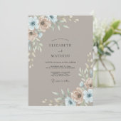 Invitation Mariage Taupe Acier Ranunculus Sage (Debout devant)
