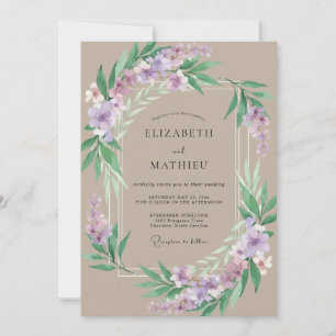 Invitation Mariage Taupe Améthyste Peint