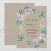 Invitation Mariage Taupe Améthyste Peint (Devant / Derrière)