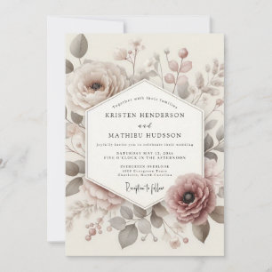Invitation Mariage Taupe Antique Bloom