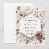 Invitation Mariage Taupe Antique Bloom (Devant / Derrière)