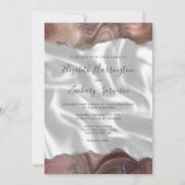 Invitation Mariage Taupe Argent Agate Blanc Soie (Devant)