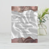 Invitation Mariage Taupe Argent Agate Blanc Soie (Debout devant)