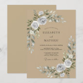 Invitation Mariage Taupe Argent Rosé (Devant / Derrière)
