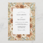 Invitation Mariage Taupe & Blanc Rustique Bloom (Devant)