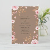 Invitation Mariage Taupe Blush Petal (Debout devant)