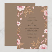 Invitation Mariage Taupe Blush Petal (Devant / Derrière)
