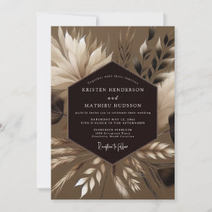 Invitation Mariage Taupe Bohème Pampas