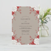Invitation Mariage Taupe Crimson Rose (Debout devant)