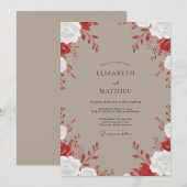 Invitation Mariage Taupe Crimson Rose (Devant / Derrière)