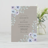 Invitation Mariage Taupe et Anémone Lavande (Debout devant)