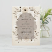 Invitation Mariage Taupe Ethéré Flore (Debout devant)