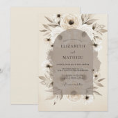 Invitation Mariage Taupe Ethéré Flore (Devant / Derrière)