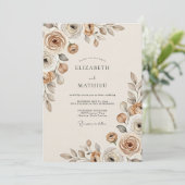 Invitation Mariage Taupe Ethereal Bloom (Debout devant)