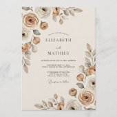 Invitation Mariage Taupe Ethereal Bloom (Devant)