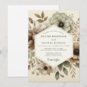 Invitation Mariage Taupe Ethereal Bloom (Devant / Derrière)
