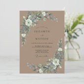 Invitation Mariage Taupe Eucalyptus Ardoise (Debout devant)