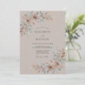 Invitation Mariage Taupe Floral Romance Rustique (Debout devant)