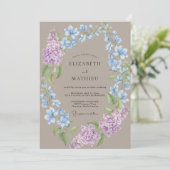 Invitation Mariage Taupe Hydrangea Azur Eucalyptus (Debout devant)