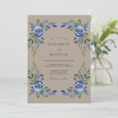 Invitation Mariage Taupe Indigo Rose (Debout devant)