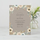 Invitation Mariage Taupe Ivory Bloom (Debout devant)