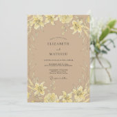 Invitation Mariage Taupe Jaune Lily (Debout devant)